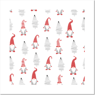 Cute christmas gnomes with tree Posters and Art